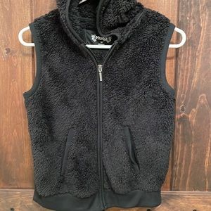 Girls faux fur hooded zip up vest size 14